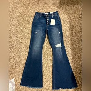 New Kancan Feelin’ Good Flare Jeans High Rise Raw Hem